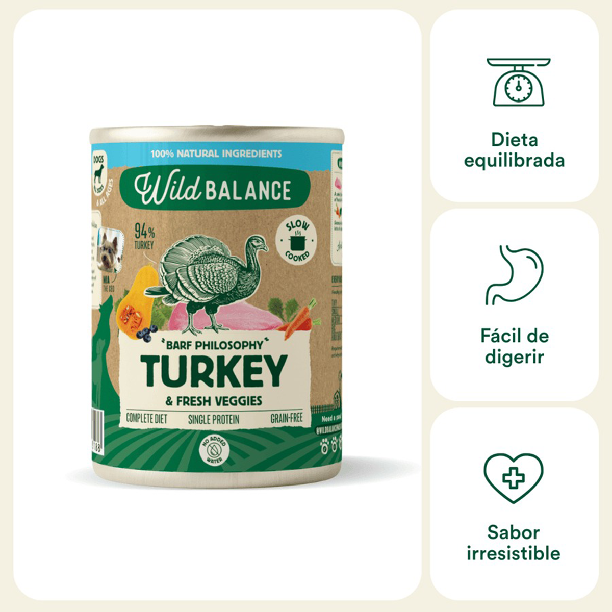 Menu completo BARF de Peru para cães, Wild Balance, 400 g