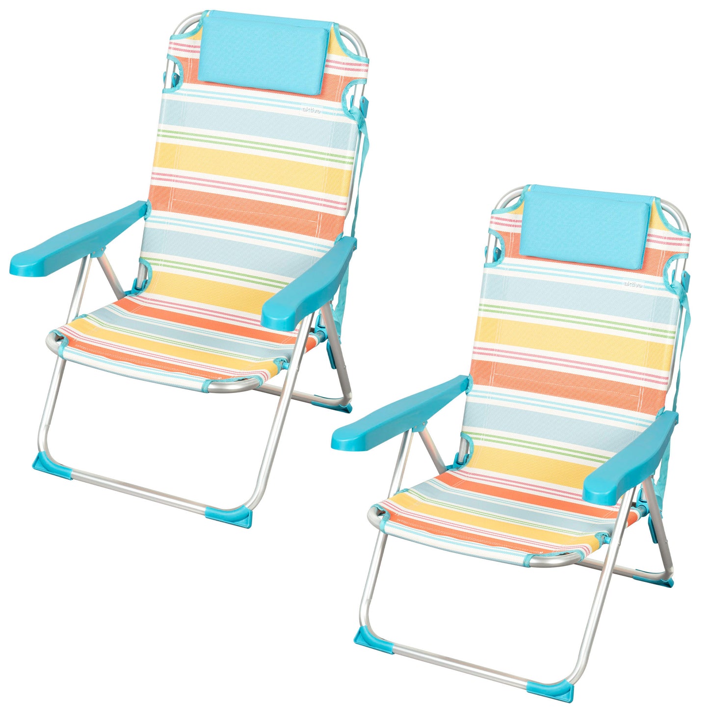 Aktive Pack 2 Sillas De Playa Plegables Aluminio 5 Posiciones C/bolsillo Santorini_0