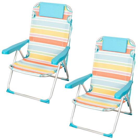 Aktive Pack 2 Sillas De Playa Plegables Aluminio 5 Posiciones C/bolsillo Santorini_0