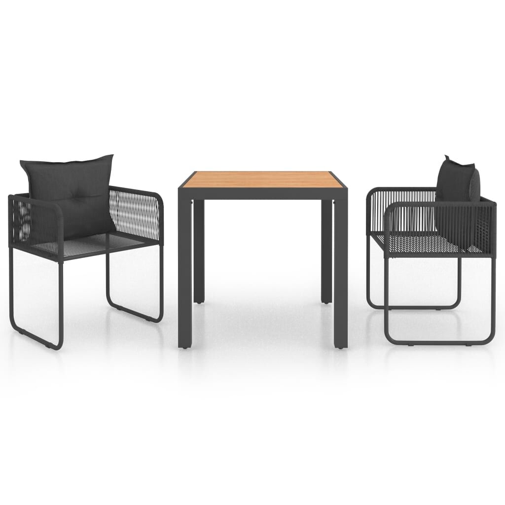 Vidaxl Set De Comedor De Jardín De 3 Piezas Pvc Ratán Negro Y Marrón_0
