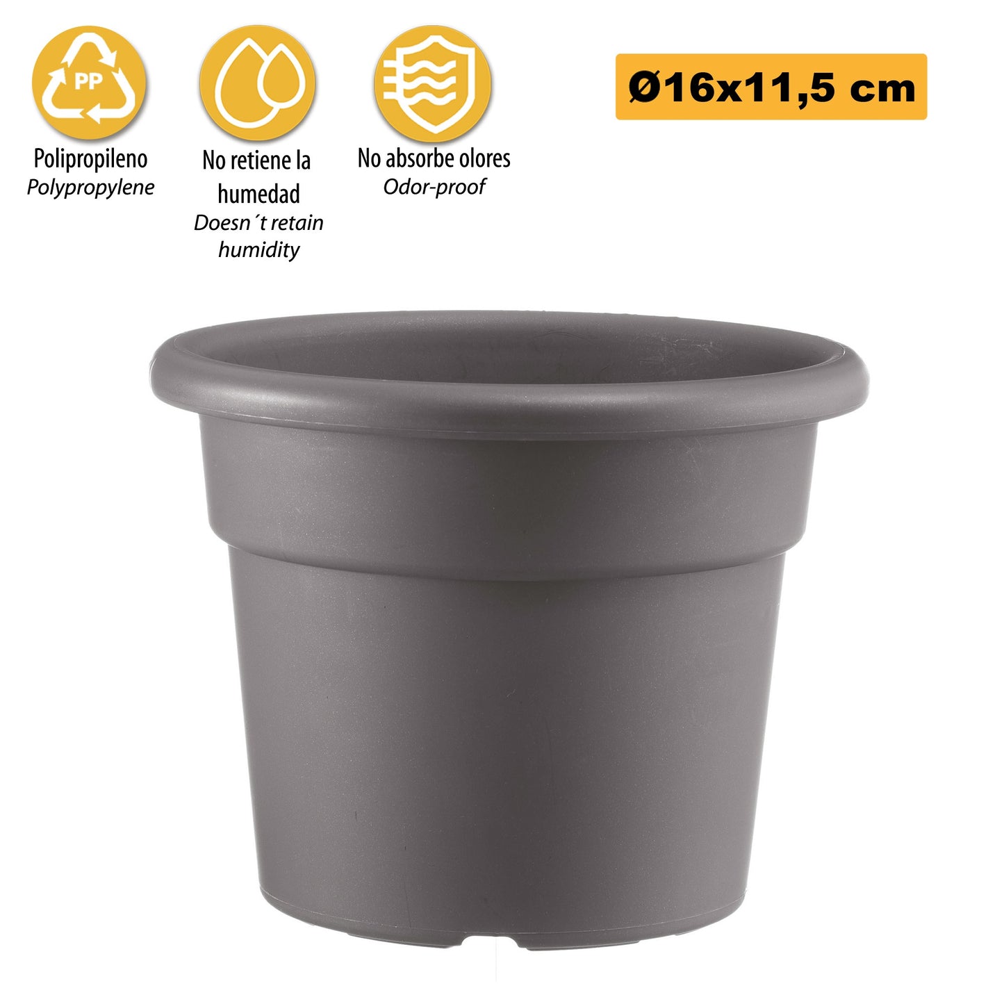 Maceta Cilíndrica Ø 16 Cm Gris_2