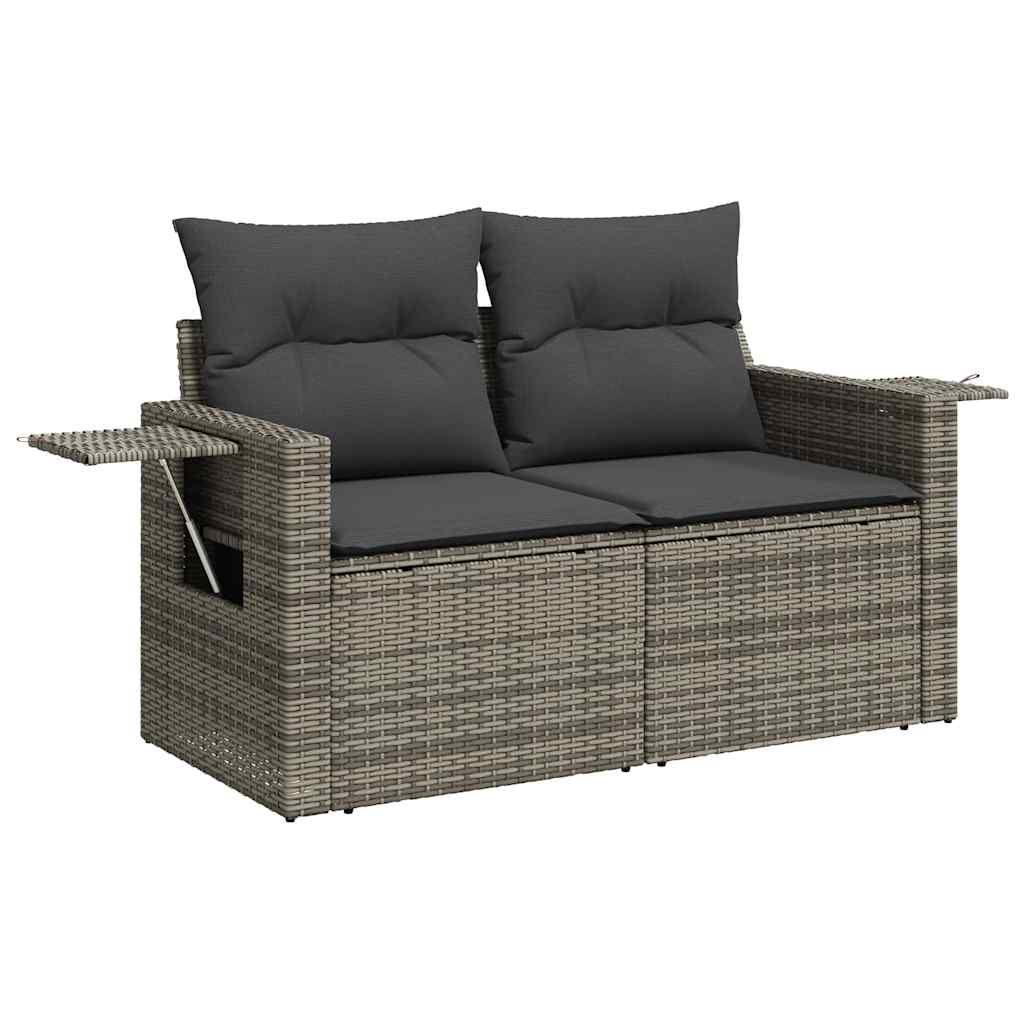 Set De Sofás De Jardín 7 Pzas Con Cojines Ratán Sintético Gris / Vetonek_3