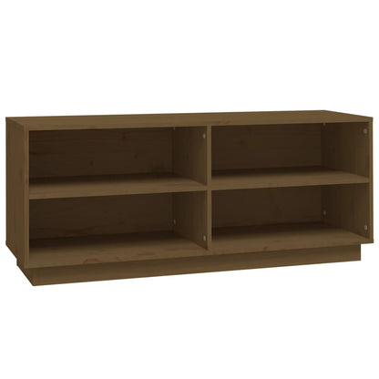 Armario Zapatero Madera Maciza De Pino Marrón Miel 110x34x45 Cm / Vetonek_3