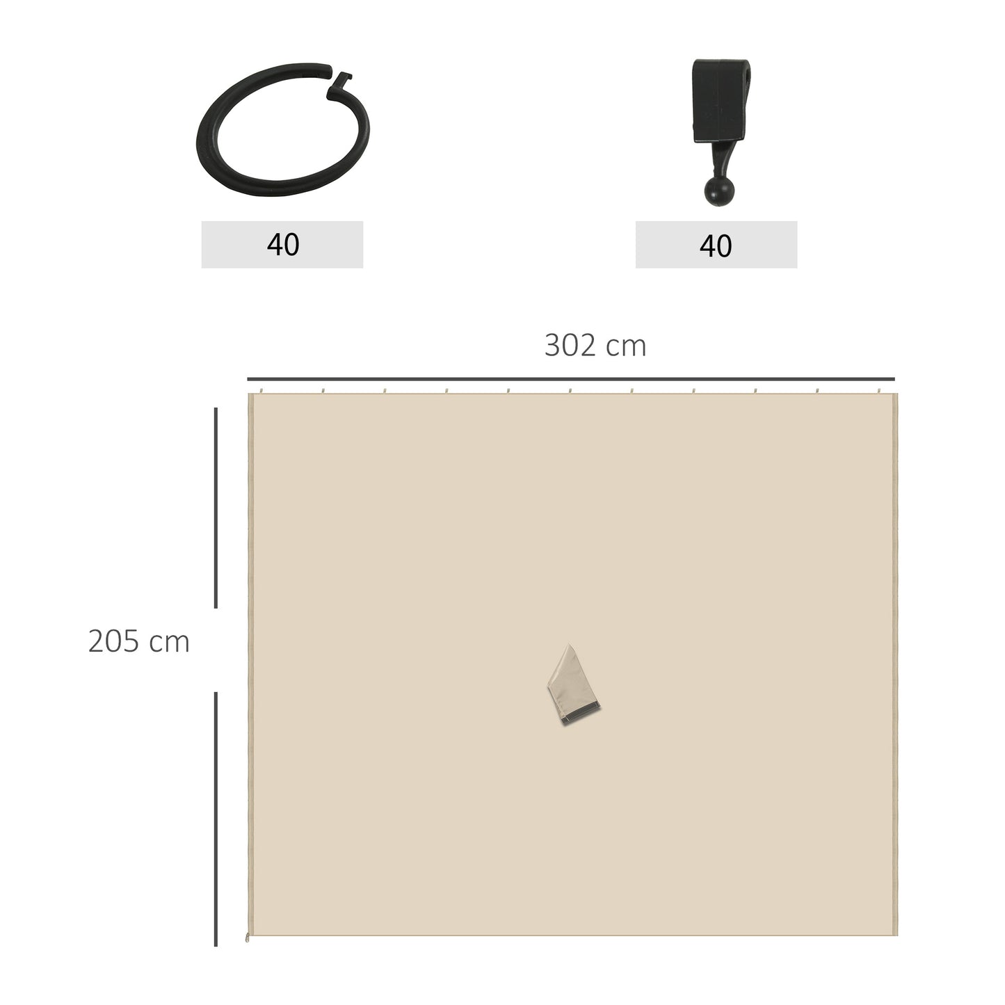 Outsunny 4 Paredes Laterales Para Cenador 302x205 Cm Con 40 Ganchos Y Anillos_2