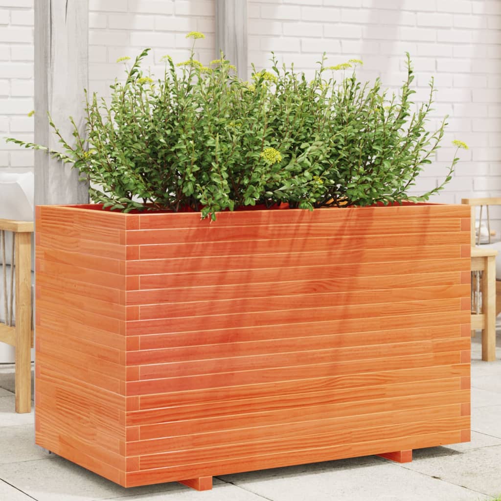 Jardinera Madera Maciza De Pino Marrón Cera 110x60x72 Cm_1