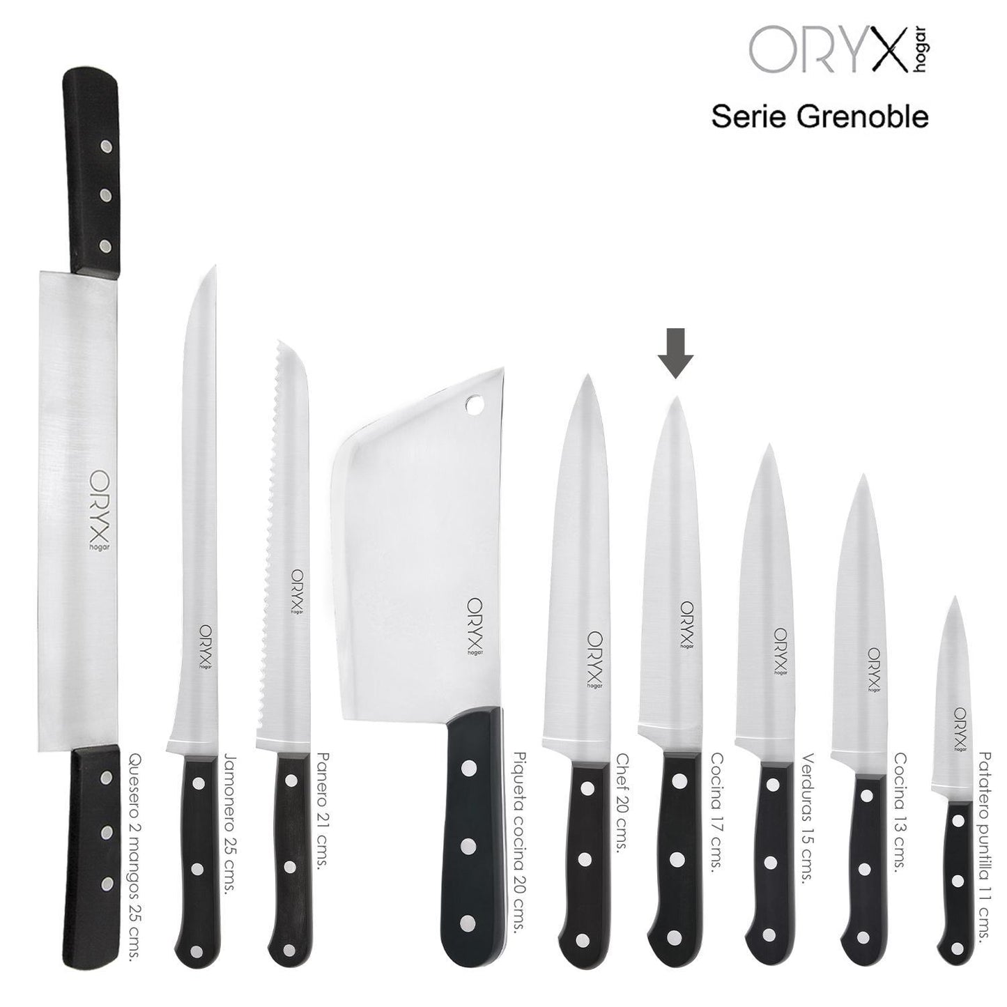 Cuchillo Grenoble Cocina Hoja Acero Inoxidable 17 Cm. Negro