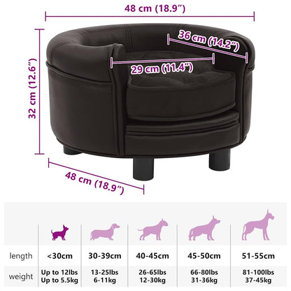 Vidaxl Sofá Para Perros Felpa Y Cuero Sintético Marrón 48x48x32 Cm_2