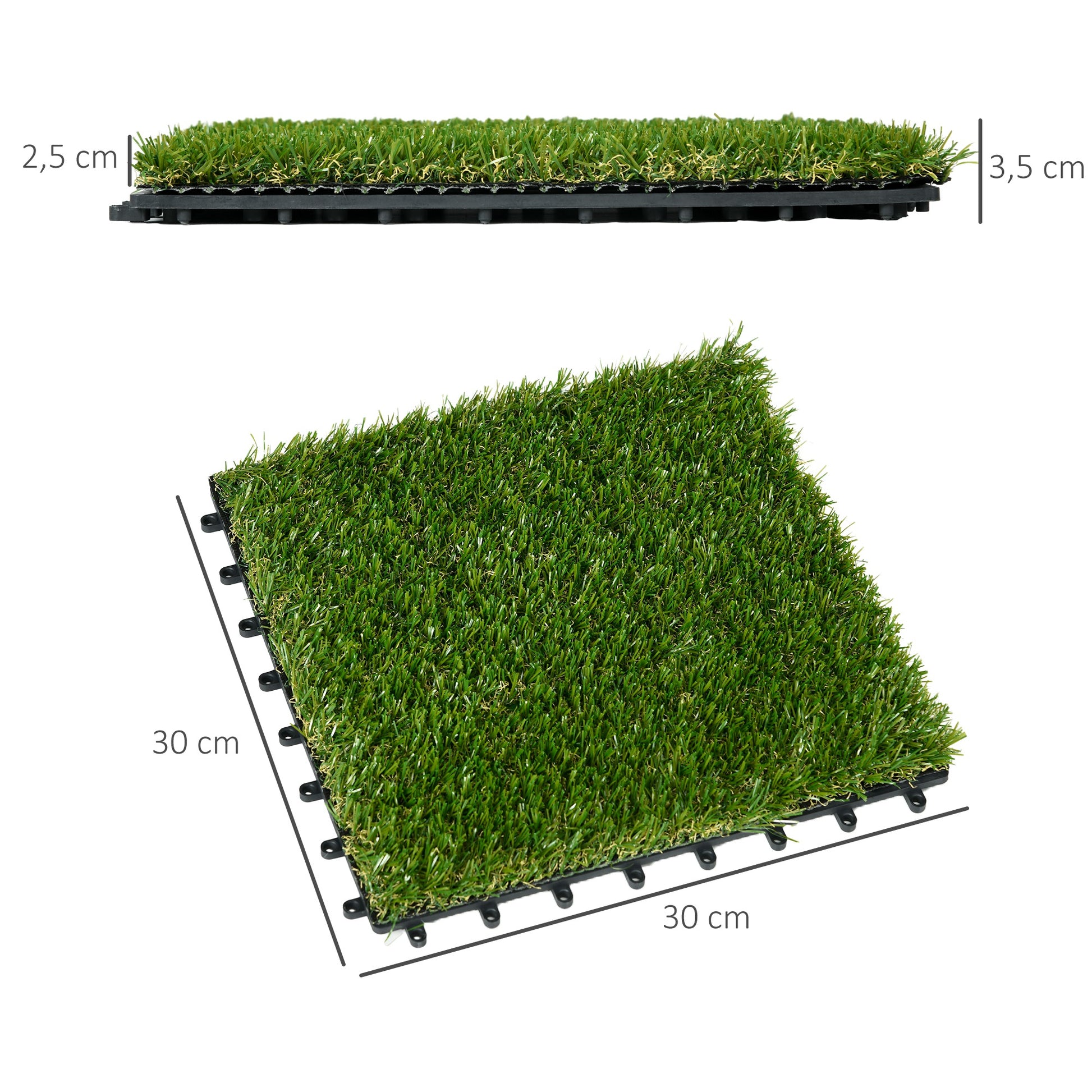 Outsunny Césped Artificial De 10 Piezas 30x30 Cm Altura De Hierba 25 Mm Verde_2