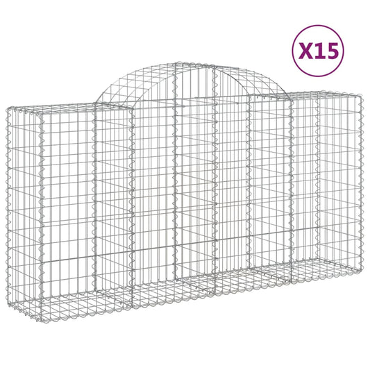 Cestas De Gaviones 15 Uds Forma De Arco Hierro 200x50x100/120cm_0