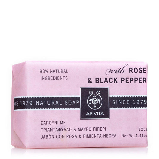 Jabón Natural con rosa y pimienta negra Apivita 125 g