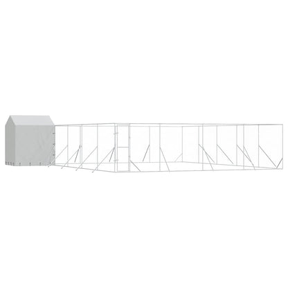 Perrera Exterior Con Techo Acero Galvanizado Plata 10x10x2,5 M_0