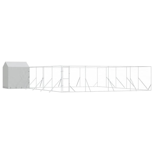 Perrera Exterior Con Techo Acero Galvanizado Plata 10x10x2,5 M_0