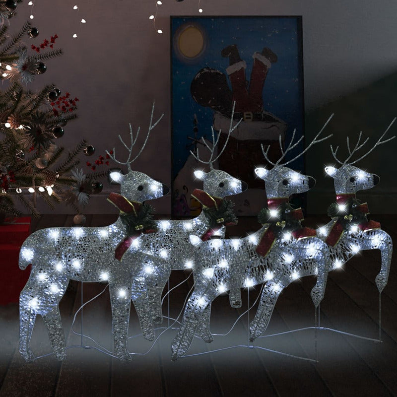 Vidaxl Renos De Navidad 4 Unidades 80 Led Plateado_1