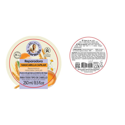 Mascarilla Capilar Reparadora con Huevo de Granja y Proteína de Trigo, Mama Pharmelia, 250 ml