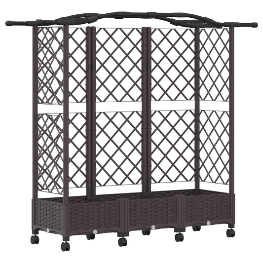 Cama Elevada Con Trellis Y Techo Marrón 163 X 40 X 129 Cm Pp_0