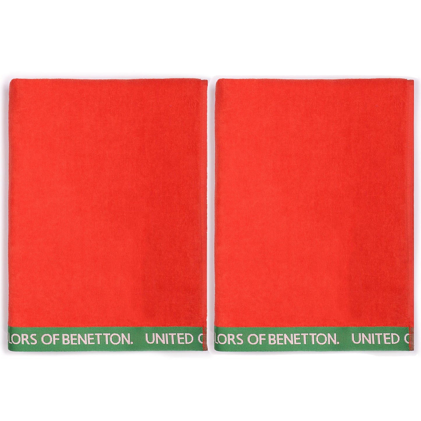 Set 2 Toalla De Playa 90x160cm 380gsm Velour 100%algodon Rojo Casa Benetton