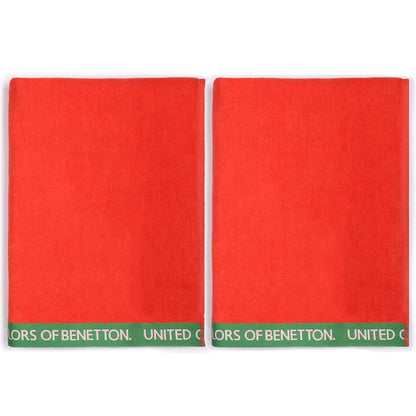 Set 2 Toalla De Playa 90x160cm 380gsm Velour 100%algodon Rojo Casa Benetton