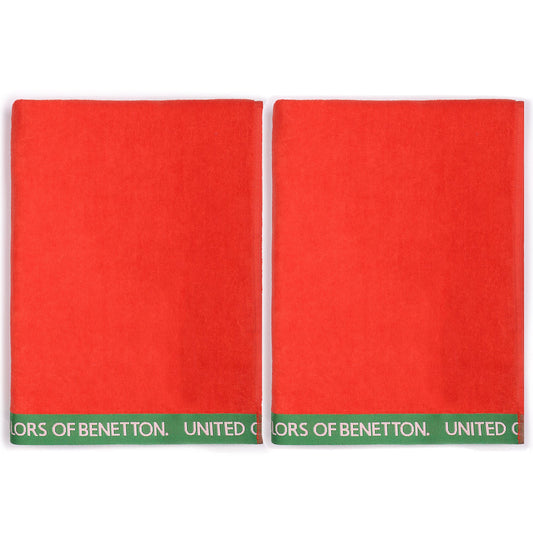 Set 2 Toalla De Playa 90x160cm 380gsm Velour 100%algodon Rojo Casa Benetton