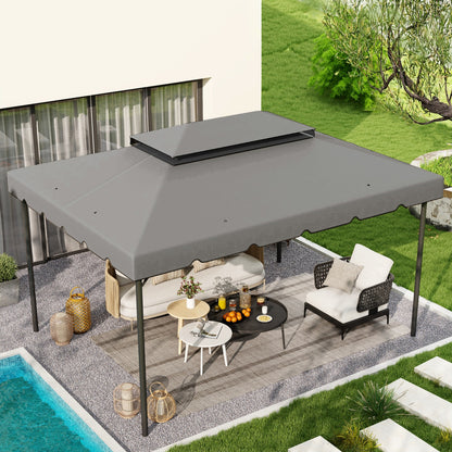 Outsunny Techo De Repuesto Para Cenador 4x3 M Con Techo Doble Gris Claro_1