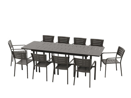 Inari Mesa De Jardín Rectangular Extensible Para 10 Personas De Aluminio Negro 240x100xh75cm- Mobiliario De Jardín_3