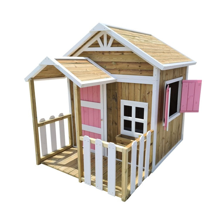 Casita Infantil De Madera Por Paneles Masgames Olden Verde._3