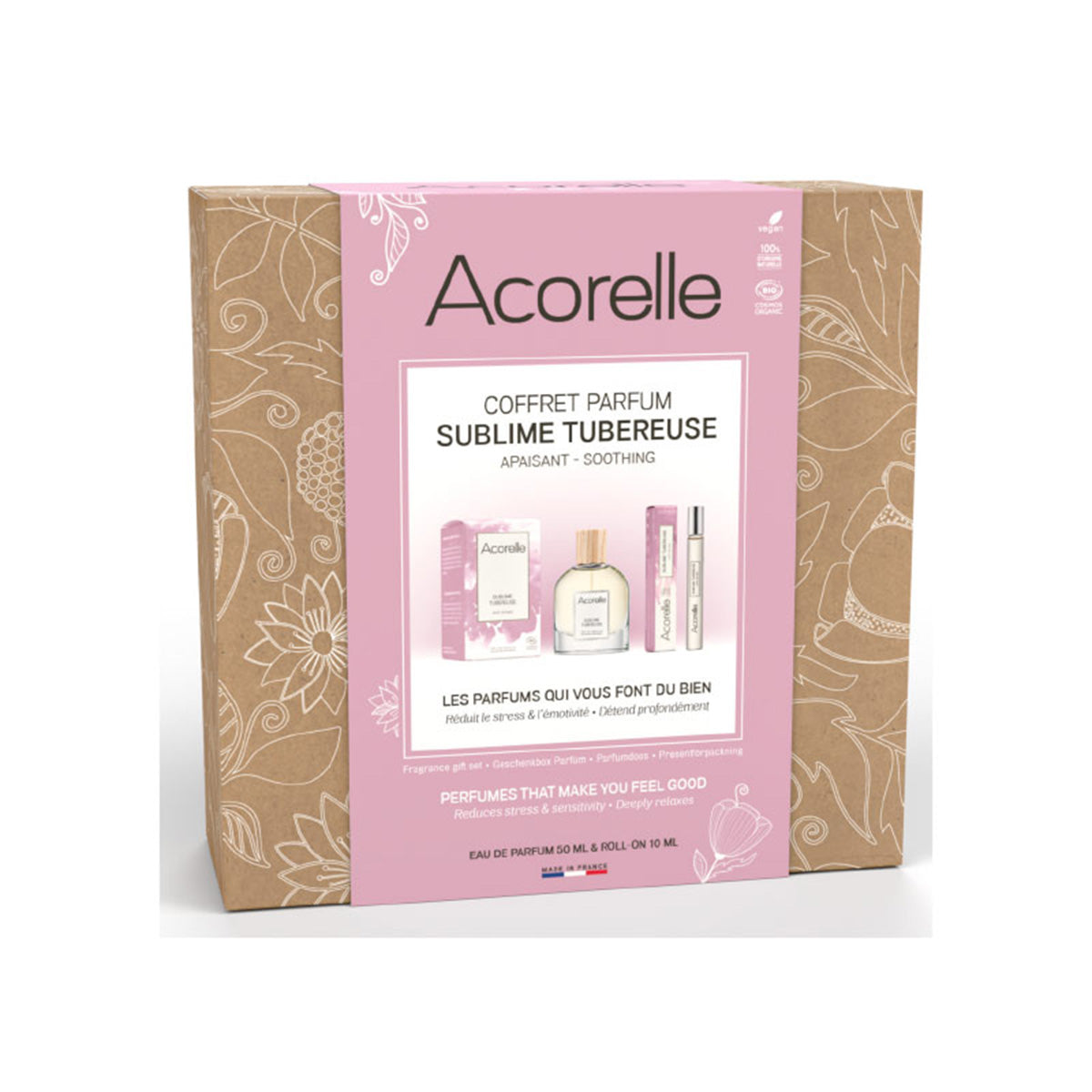 Conjunto de perfumes 100% de origem natural Sublime Fragrance Tubereuse, Acorelle, 1x50ml + 1x10ml