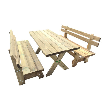 Mesa De Madera Xerta Con Bancos Con Respaldo Vic._2