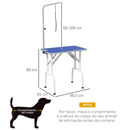 Mesa De Peluquería Pawhut Goma, Metal Azul 81x48.5x80 Cm D01-026v00bu_2