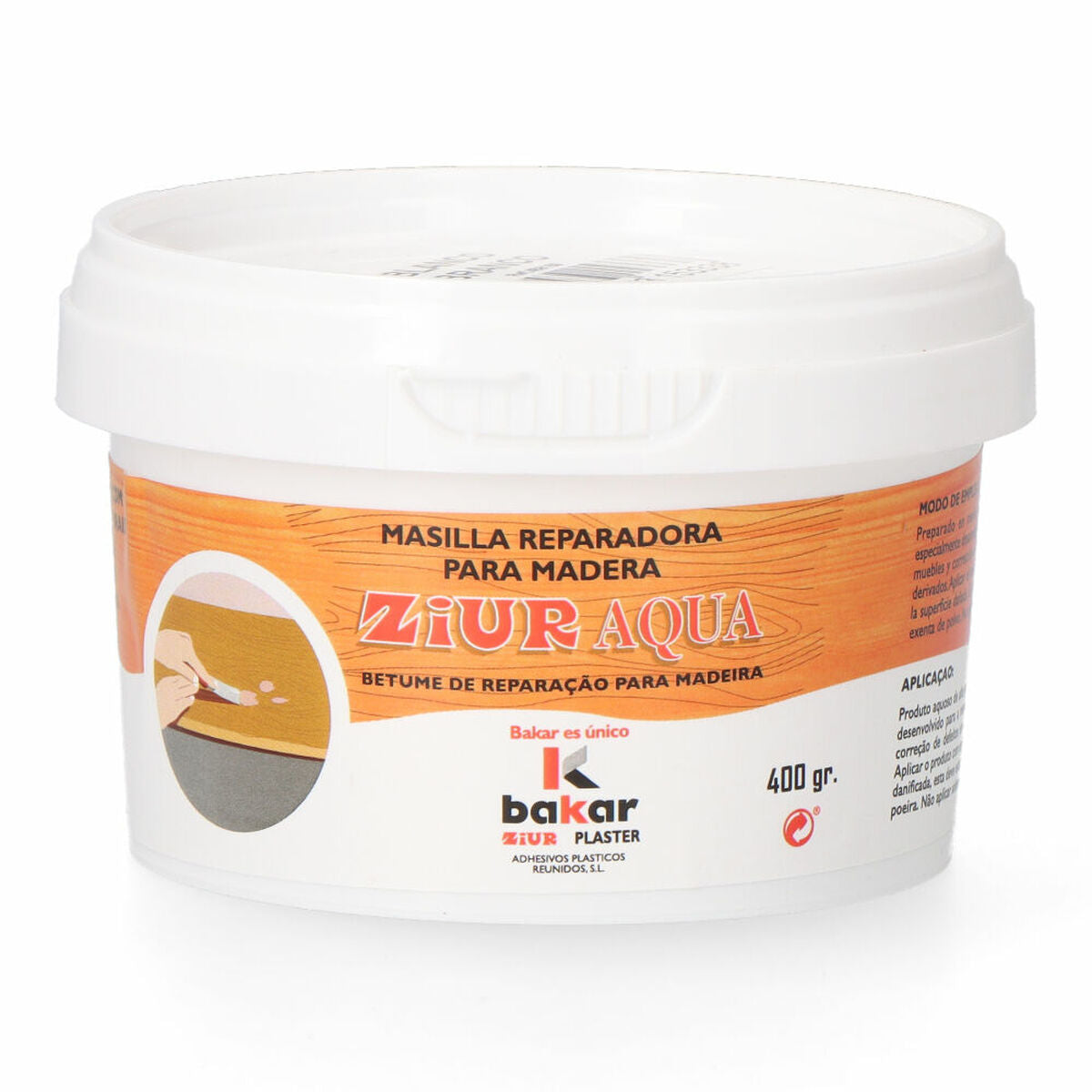 Masilla Para Madera Bakar Ziur Aqua Blanco 400 G / Vetonek_0