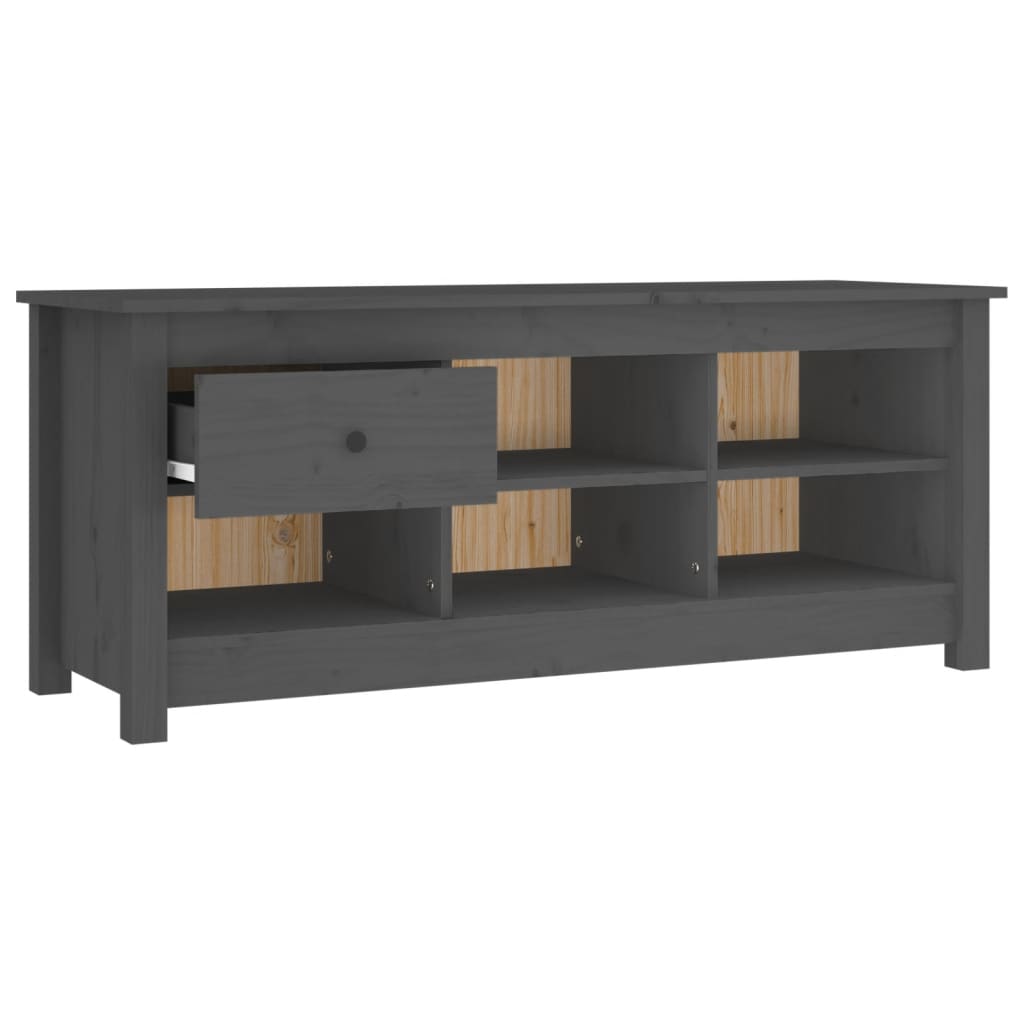Armario Zapatero De Madera Maciza De Pino Gris 110x38x45,5 Cm / Vetonek_5
