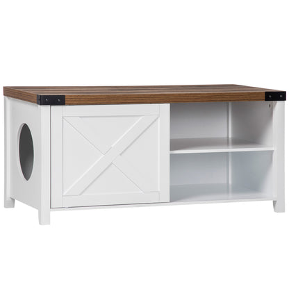 Pawhut Arenero Para Gatos Madera Con Armario De Almacenaje Puerta 109x51x52 Cm_0