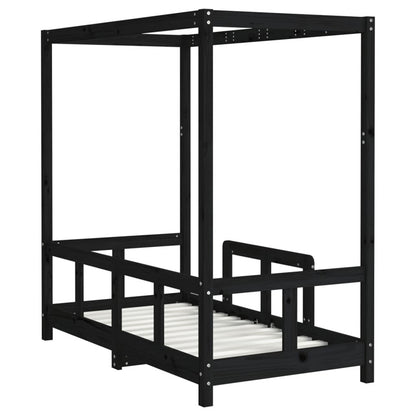 Vidaxl Estructura De Cama Para Niños Madera De Pino Negro 70x140 Cm_5