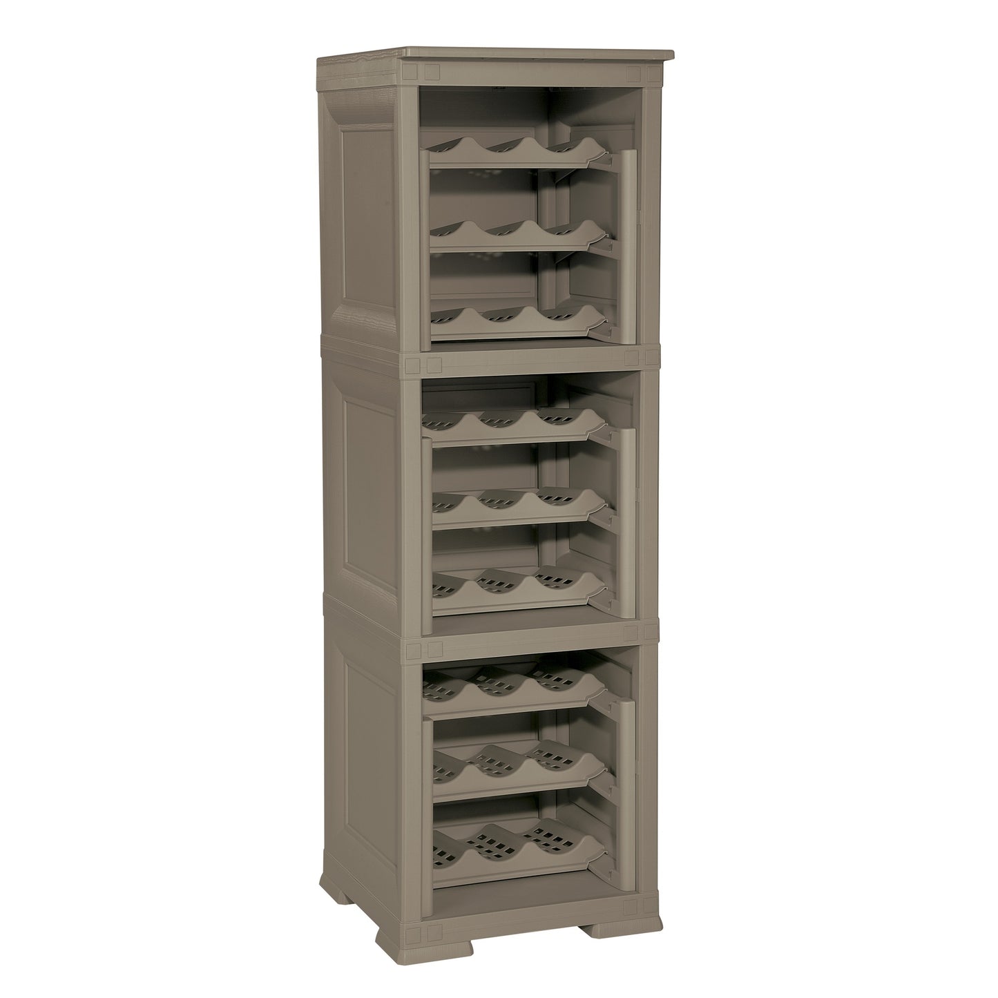 3 Estantería De Almacenamiento Modular Con Estante Para 27 Botellas Wengué_0