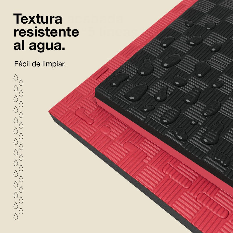 Jowy Tatami Puzzle 2,5cm 100x100cm – Superficie 5 Líneas Negro/rojo_4