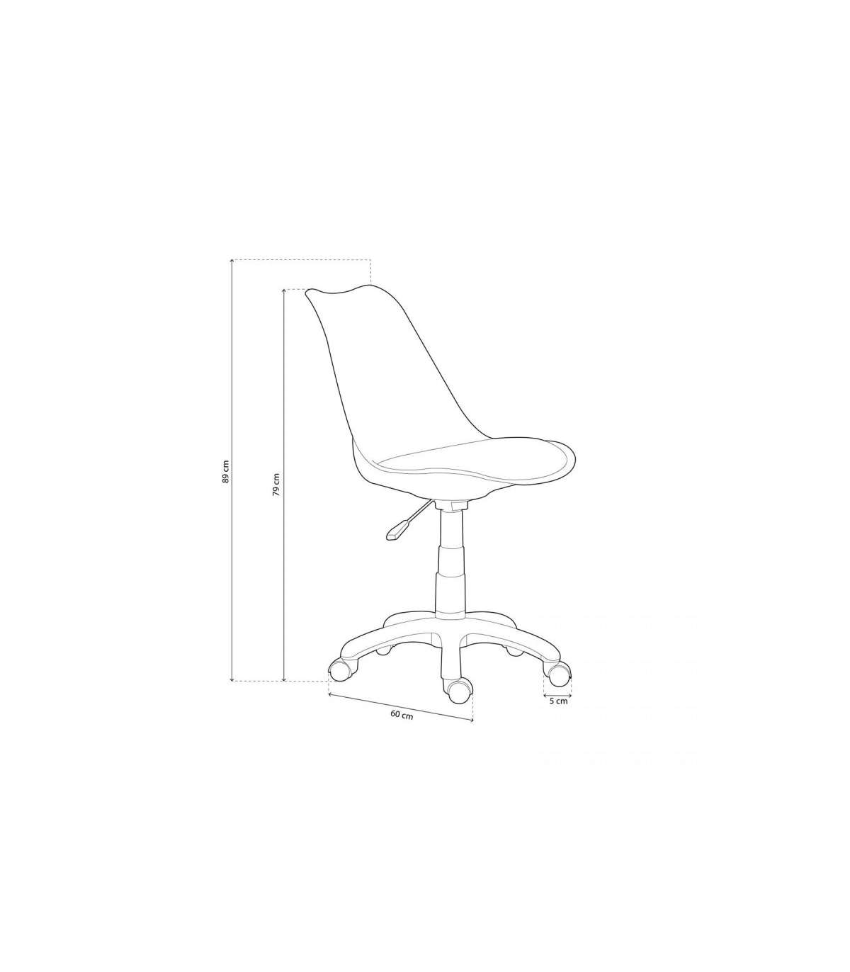Sillón Giratorio Lina Tapizado En Simil Piel Blanco, 79-89cm(alto) 60cm(ancho) 60cm(fondo_2