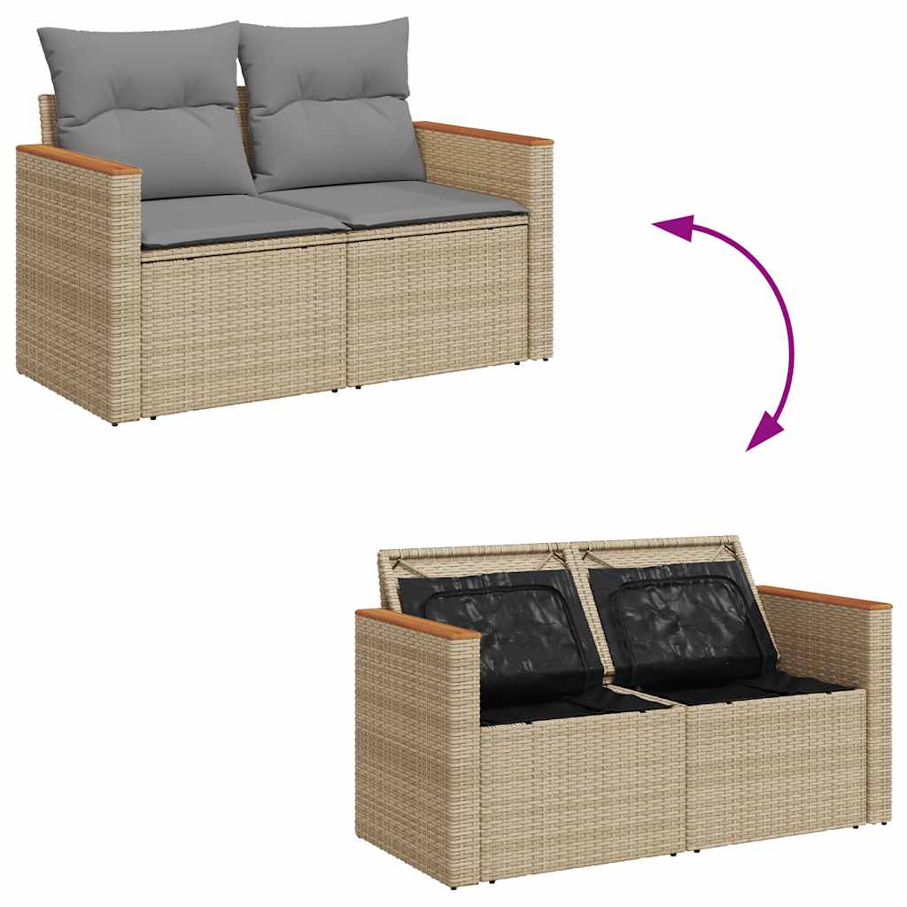 Set Sofás Jardín Y Cojines 5 Pzas Ratán Sintético Acacia Beige / Vetonek_4