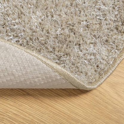 Vidaxl Alfombra Pelo Largo Aspecto Brillante Istan Beige Ø 80 Cm_4