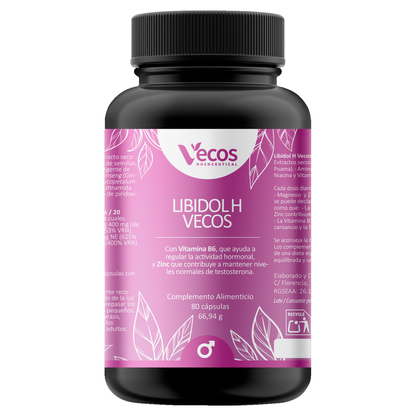 Libidol H Vecos 80 Cápsulas | Potenciador De Testosterona Y Vitalidad | Zinc + Tribulus + Ginseng_0