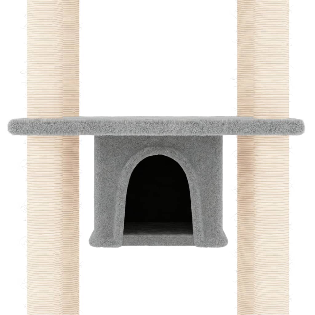 Rascador Para Gatos Con Postes De Sisal Gris Claro 169 Cm_5