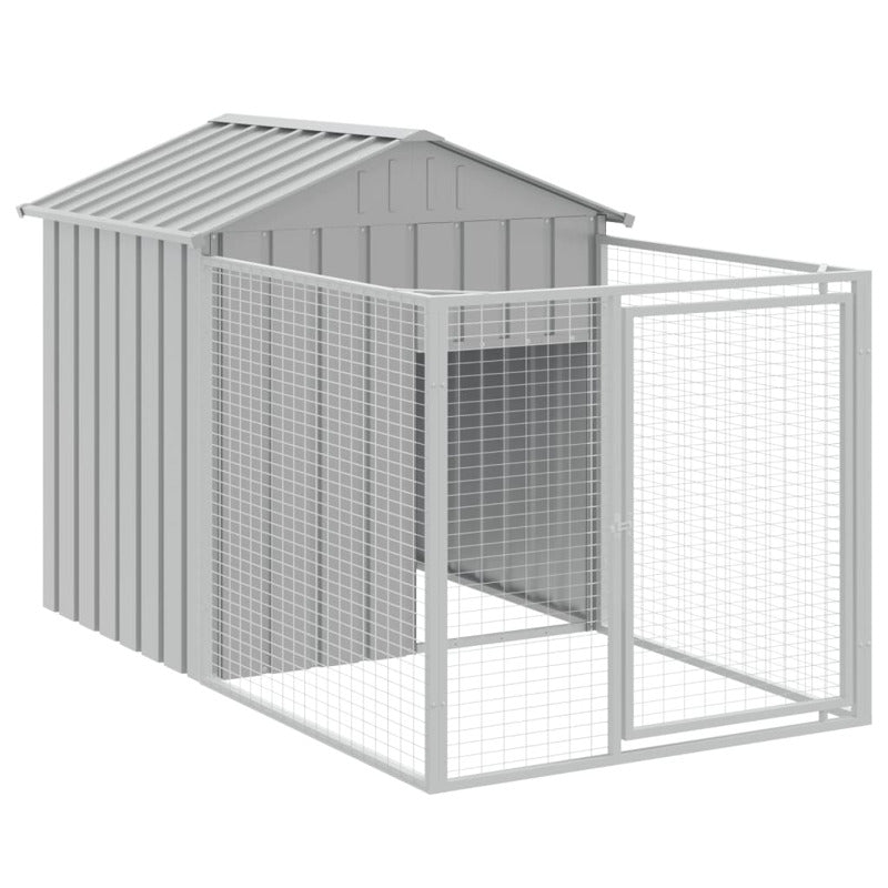 Vidaxl Caseta Perros Tejado Acero Galvanizado Gris Claro 117x405x123cm_5