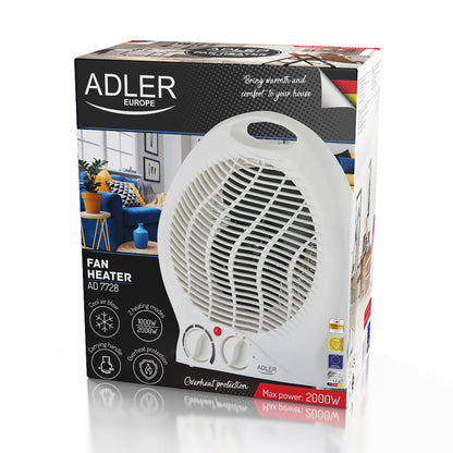 Calefactor Ventilador Aire Caliente / Frío, Termoventilador, 2 Niveles Temperatura, Termostato Adler Ad 7728, Blanco_5