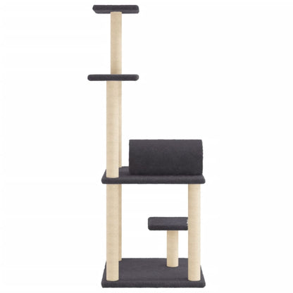 Rascador Para Gatos Con Postes De Sisal Gris Oscuro 136 Cm_4