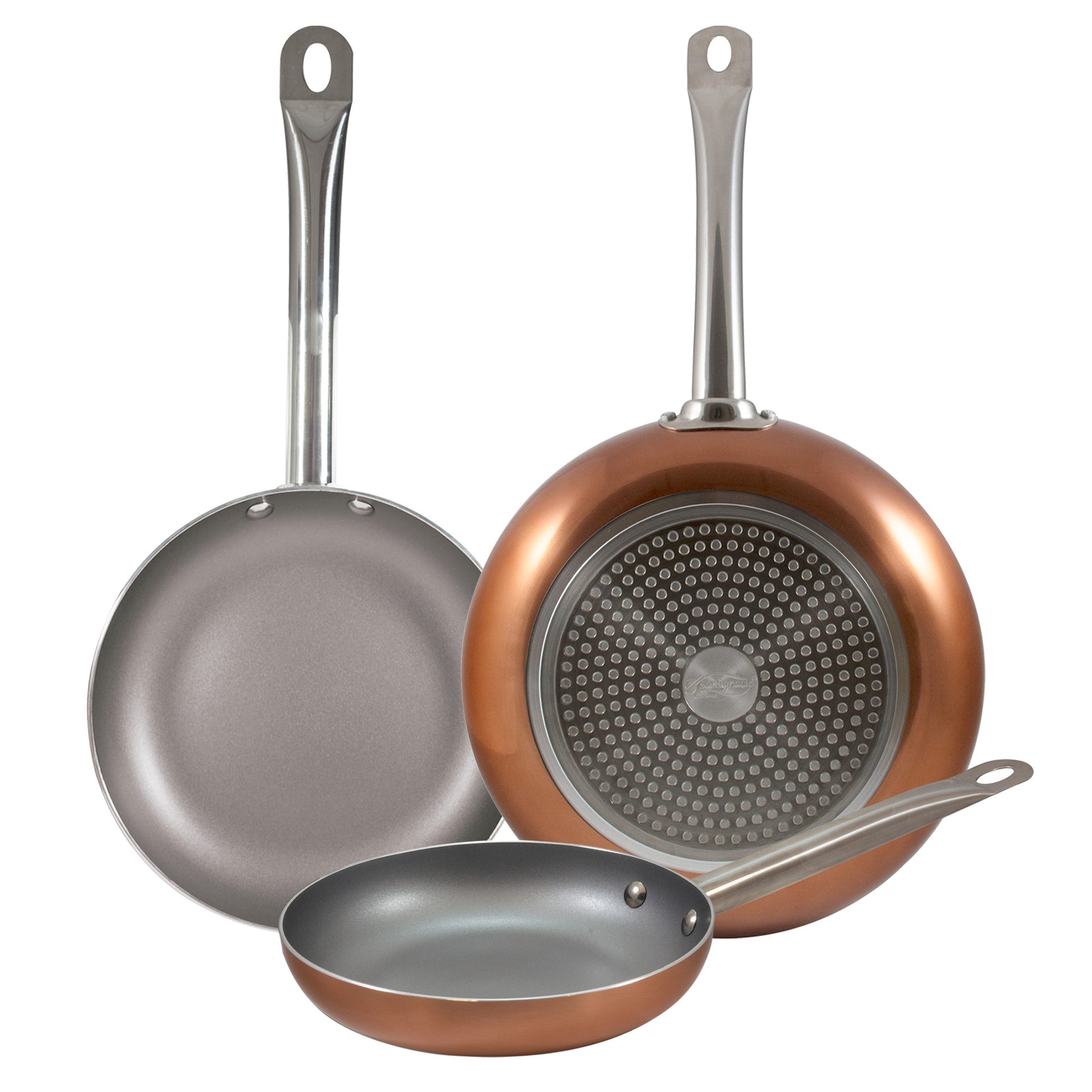 Set 3pc Sarten (18,22,26cm) aluminio Prensado, Aptas Para Inducción, Optimum Plus