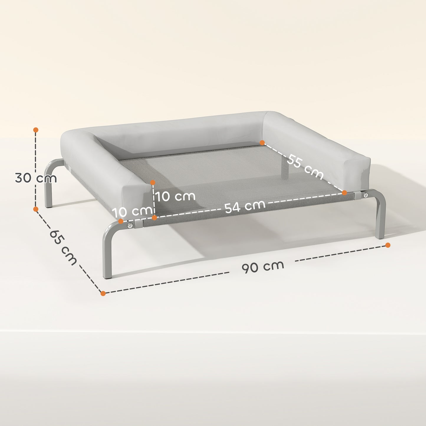 Pawhut Cama Elevada Para Perros Transpirable Con Refuerzos Extraíbles Gris Claro_2