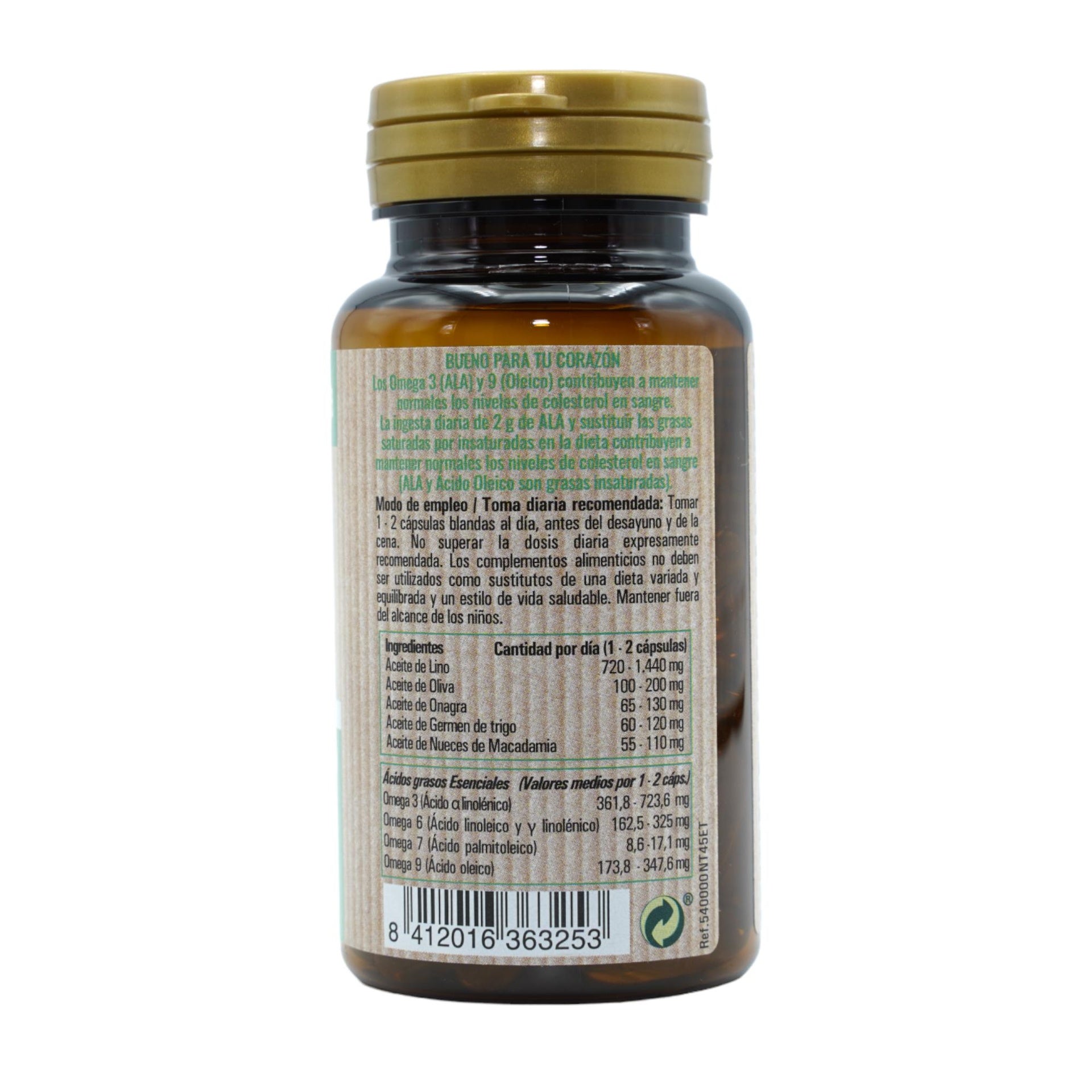 Omega 3, 6, 7, 9, 45 cápsulas blandas. NaturTierra