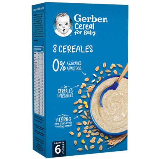 Papas Gerber 8 grãos 0% açúcares adicionados 475 g
