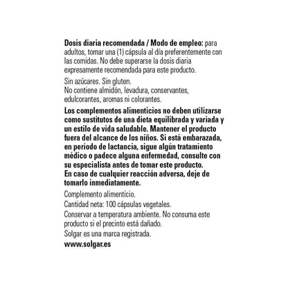 Biotina 5000mcg 100 Cápsulas Solgar