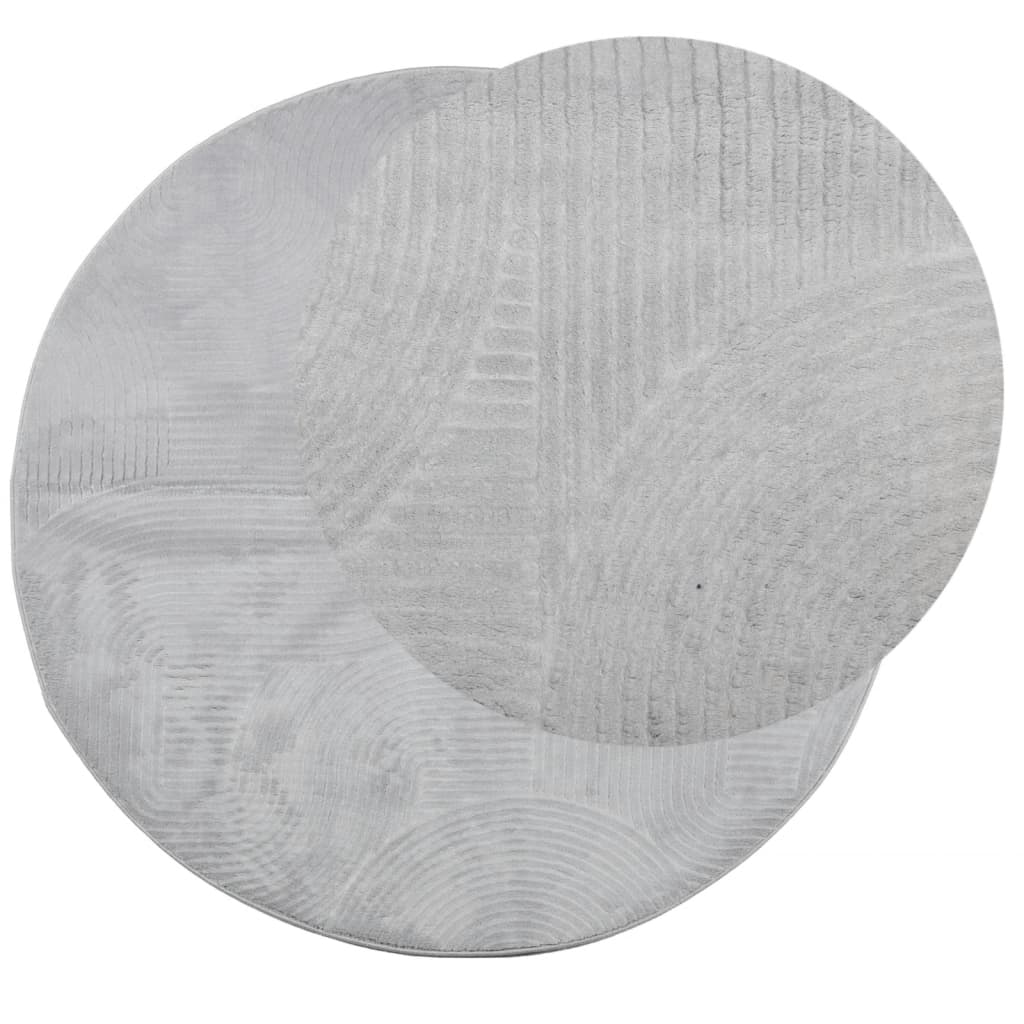 Alfombra De Pelo Corto Look Escandinavo Iza Gris Ø 120 Cm / Vetonek_2