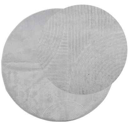 Alfombra De Pelo Corto Look Escandinavo Iza Gris Ø 120 Cm / Vetonek_2