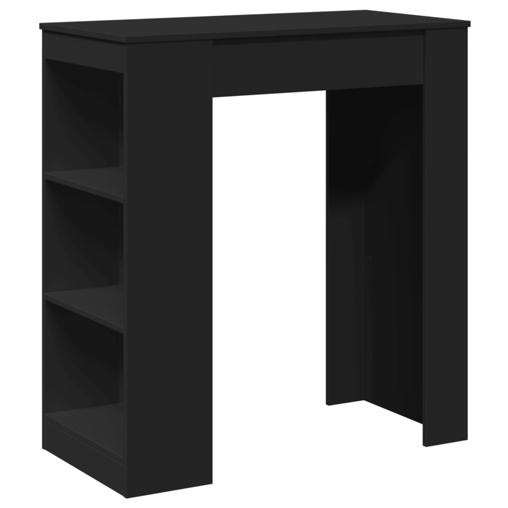 Mesa Alta Con Estantes Madera Ingeniería Negra 95x47x103,5 Cm_0